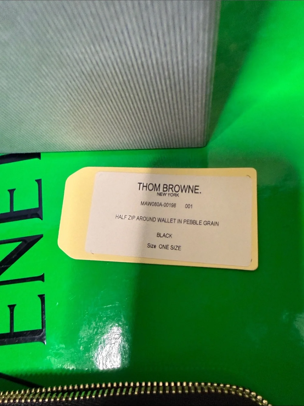 Thom Browne Black Leather Card Case with Red White Navy Stripe